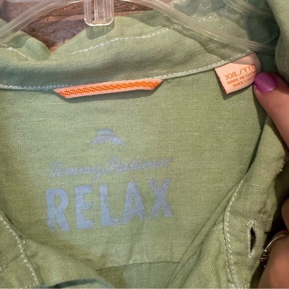 Tommy Bahama Mens Sea Glass Breezer Linen Shirt Lime Grass Green Size XXL Beachy - Picture 9 of 13